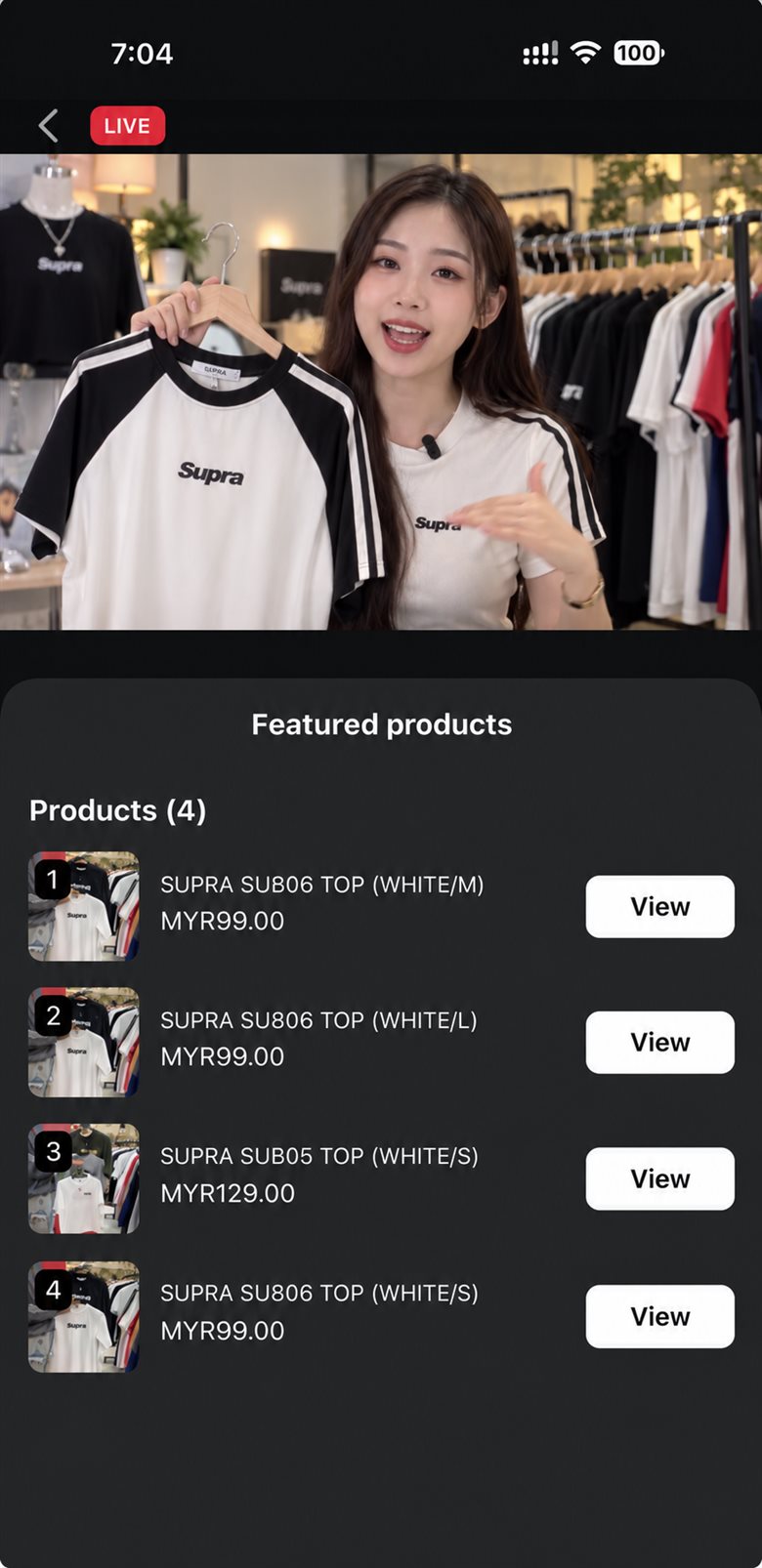 Facebook 直播间下方的 Featured products 商品列表